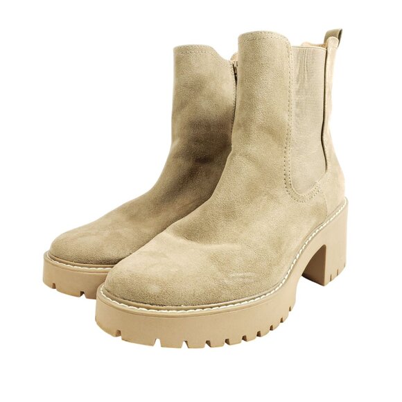 Universal Thread Womens Size 11 Beige Faux Suede Chunky Heel Chelsea Boots - Picture 2 of 10
